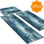 Three-piece kitchen rug set, non-slip and washable, abstract pattern kitchen hallway rug, soft and comfortable, suitable for sinks, floors, entrances, hallways and bathrooms. - Image 2