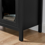 A high arched storage cabinet with a lamp, a modern retro-style wooden storage cabinet with adjustable glass partitions, suitable for use as a multi-functional cabinet in kitchens-Black - Image 9