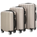 ABS Trolley Case 20in 24in 28in 3PCS Suitcase Set Striped Textured Suitcase Champagne Gold - Image 9