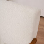 Solid Wood Armrest Teddy Velvet Simple Single Indoor Lounge Chair Backrest Creamy-White - Image 27