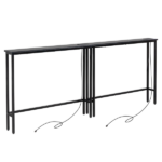 Same Code 43040790 2 Pack 39.4" Narrow Console Sofa Table with Power Outlets and USB Ports, Long Couch Table with Metal Frame and Charge Station with 4.9ft Extension Cord, Black - Image 4