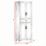 67" White 4-Door Kitchen Pantry – with Drawer and Adjustable Shelves, Large-Capacity Storage Cabinet - Image 3
