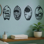 CIFbuy 4 Piece Metal Surfboard Wall Art Coastal Beach House Decor Modern Sculpture for Living Room Bedroom Kitchen Gift TikTok, temu pick-up service - Image 2