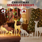 3-Piece Lighted Christmas Reindeer Family Set Outdoor Decorations, Weather Proof Deer Family Set of 3 Christmas Ornament Home Decor Pre-lit 280 LED Warm White Lights, White - Image 4