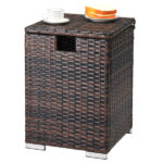 Replace 95812680 40*40*57cm Iron Frame Gas Bottle Storage Rattan Side Table Brown Gradient - Image 19