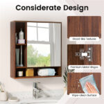 2 in 1 Mirrored Bathroom Wall Cabinet, Space-Saving Medicine Cabinet with Hidden Storage & Shelves - Walnut - Image 10