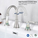 2-Handle 8 inch Widespread Bathroom Sink Faucet Brushed Nickel Lavatory Faucet 3 Hole 360° Swivel Spout Vanity Sink Basin Faucets [Unable ship on weekends, TK/TEMU only for pickup, only TX10643 warehouse supports GOFO] - Image 5