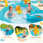 Kids Inflatable Marine Life Spray Pool with Slide & Ring‑Toss Game, PVC Outdoor Water Play Center for Backyard Lawn, Suitable for Ages 2‑6 - Image 6