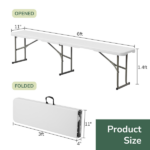 6FT Outdoor Courtyard Foldable Bench - Image 7