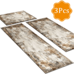 Three-piece kitchen rug set, non-slip and washable, abstract pattern kitchen hallway rug, soft and comfortable, suitable for sinks, floors, entrances, hallways and bathrooms. - Image 2