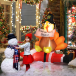 Replace 57412109 4.9 FT Lighted Christmas Inflatable Decoration, Inflatable Turkey Sitting on Santa Claus, Funny Blow Up Yard Decorations with Built-in LED Lights for Holiday Party Front Yard Lawn Garden Decor - Image 11