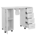 Same code 64112382 MDF Single Door 4 Drawers With Fan White Nail Table - Image 5