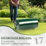 24in Heavy Duty Steel Lawn Roller, Garden Roller Can Be Filled with Water or Sand, Hand Roller with U-shaped Handle, Green & Black - Image 14