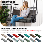 Outdoor Bench Cushion, 63 × 20 × 4 Inch, Tufted Waterproof Swing Cushion with Ties, for Patio Bench or Window Seat - Image 2