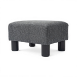 Small Charcoal Gray Linen Foot Stool – Cube Ottoman Foot Rest with Sturdy Plastic Legs for Cozy Seating - Image 2