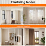 Drill-Free L-Shaped Room Divider Curtain Rod, Adjustable 28"-142"W x 4-10 ft H Heavy-Duty Partition Rod- White - Image 9