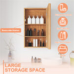 14"×5.5"×24" Bamboo Bathroom Medicine Cabinet with Mirror, Wall Mounted Storage Organizer - Image 10