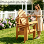 Solid Acacia Wood Adirondack Chair, 400 lbs Heavy Duty Sloped Seat Outdoor Patio Lawn Chair with Wide Armrests for Backyard Deck Fire Pit - Image 8