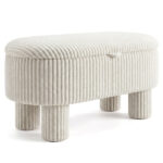 Beige 42 Inch Corduroy Storage Bench, Plush Foam Cushion & Hidden Compartment, 400LBS Seat Weight Capacity - Image 5