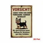 CIFbuy Vintage Yorkshire Terrier Metal Warning Sign, Graphic Home Security Decor, Rustic 2D Flat Wall Plaque, Flat Wall Plaque, German Phrase Ar ikTok, ikTok, Rustic 2D Flat Wall Plaque Self- Dckup Logiop Ary Decor - Image 2