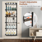 6-Tier Over the Door Pantry Organizer, Large Metal Door Spice Rack, Hanging Heavy-Duty Pantry Door Storage Shelf 10LBS Loading Easy Install Behind Door Storagefor Kitchen and Bathroom, Black - Image 7
