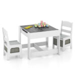 2-in-1 Kids Activity Table and Chairs Set, Double-Sided Whiteboard & Blackboard, with Hidden Storage, Certified Non-Toxic MDF, Perfect Gift for 3-7 Years Old (White) - Image 2