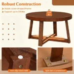 30 Inch Round Farmhouse Coffee Table with Pine Wood Legs, 2.6" Thick Tabletop Stable X-Base Accent Table Holds 220LBS for Living Room Bedroom - Image 8