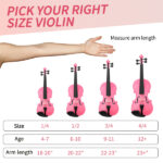 New 1/4 Acoustic Violin Case Bow Rosin Pink - Image 15