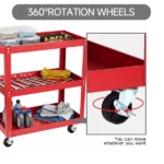 3-Tier Rolling Tool Cart Utility Cart on Wheels, 450 lb Heavy Duty Rolling Tool Cart for Warehouse, Garage, Red (Shipment from Walmart) - Image 4