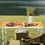 4Ft Portable Multipurpose Folding Table wood grain color - Image 6