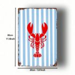 CIFbuy 1pc Vintage Red Lobster Metal Sign 8x12in, Nautical Retro Distressed Wall Art With Blue Striped Background For Home Cafe Bar Gar TikTok, TikTok, Wall Self-pickup Logiopics - Image 2