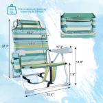 5-Position Adjustable Backpack Beach Chair with Storage Bag, Cooler Pouch & Side Bags — Ideal for Beach, Pool, Lawn - Image 3