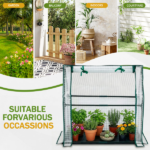 Mini Greenhouse with PE Cover, Indoor Outdoor Plant Gardening Green House for Garden Backyard, 36*18*33in, White - Image 2