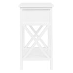 Nightstand Modern End Table, Side Table with 1 Drawer and Storage Shelf, White - Image 7