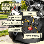 Red Kids Motorcycle Toy with Training Wheels Spring Suspension LED Light USB Music Feature for Children - Image 7