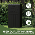 33 Gallon Outdoor Trash Can, Layered Lid with Drip Tray, Waterproof Garbage Bin for Patio, Deck, Backyard, Black - Image 4