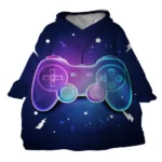 Gaming Wearable Blanket Modern Sweatshirt for Boys, Colorful Gamepad Blanket Hoodie with Sherpa - Image 2