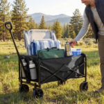 Collapsible Folding Wagon, Heavy Large Capacity Garden Wagon, Big Bucket Beach Cart with Multi-Terrain Brake Wheels for Outdoor Camping, Shopping, 28.7" X 18.7" X 35.4" Black (Shipment from Walmart) - Image 5