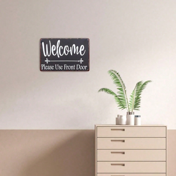 CIFbuy 1pc Welcome Please Use Front Door Metal Sign, 8x12in Unframed Rustic Wall Art Directional Plaque, For Entryway Porch Side Door Dec FrontikTok, FrontikTok, onal Plaque Self-n ckup LogiopDect