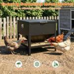 Heavy Duty Stainless Steel Chicken Feed Hopper with Lift Top Cover, Raised Legs Spill-Proof Poultry Feeding Box for Backyard Flock Low Refill Frequency - Image 5
