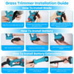 3 In 1 Multifunctional Mini Hedge Trimmer & Grass Shear Electric Cordless Handheld Hedge Trimmer with 90° Rotatable Head Telescopic Extension Pole Gloves Goggles 2Pcs 21V Batteries - Image 7