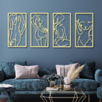 CIFbuy 4 Pcs Metal Wall Art Decor Minimalist Abstract Woman Wall Art Line Drawing metal line art Home Hanging Art Decor for Bedroom Kitchen Bathroom Living Room(Modern,Gold) (TikTok, temu pick-up service) - Image 6