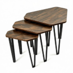 Set of 3 Nesting Coffee Tables Rustic Brown Industrial Accent Side Tables, Space Saving Stackable End Tables Engineered Wood Top Metal Frame Rounded Corners for Living Room Bedroom Small Apartment - Image 2