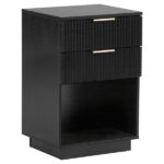Black P2 Density Board Wavy Pattern Drawer Front 454070cm Two-Drawer Bedside Cabinet - Image 13