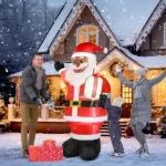 7 FT Lighted Christmas Inflatable Decoration, Inflatable Black Santa Claus Holding Gift, Funny Blow Up Yard Decorations with Built-in LED Lights for Holiday Party Front Yard Lawn Garden Decor - Image 7