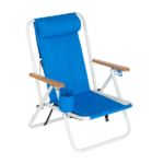 Same Code 99460325 4-Position Adjustable Folding Beach Chair, Steel Tube Frame Oxford Fabric Lounge Chair, 7.9" Seat Height, 17.7" W x 17.3" D, 120KG Heavy Duty Capacity, Portable Outdoor Patio Camping Chair, Blue - Image 9