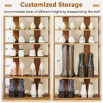 7-Tier Double-Row Shoe Rack with Adjustable Shelves, Anti-Tipping Narrow Storage Rack for Entryway Closet-Natural - Image 10