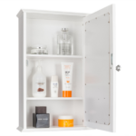 Single Door Mirror Indoor Bathroom Wall Mounted Cabinet Shelf White - Image 14