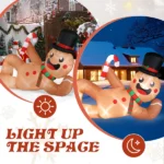 9.8ft Reclining Gingerbread Man, 6 LED Lights, Drawstring Bag, Christmas Inflatable Decoration, 12V, 1500mA, US Standard - Image 4