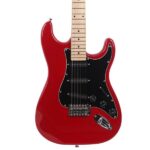 ST Stylish Electric Guitar with Black Pickguard Red - Image 8